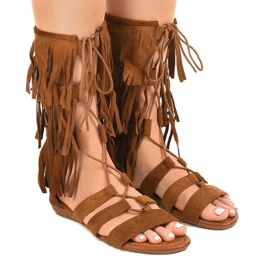 Sandalias gladiadoras planas marrones D-41 marrón