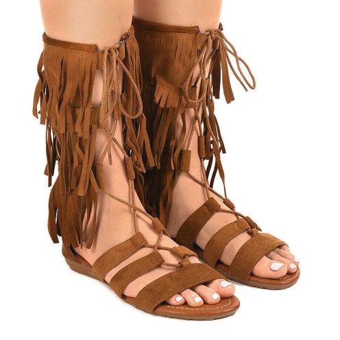 Sandalias gladiadoras planas marrones D-41 marrón