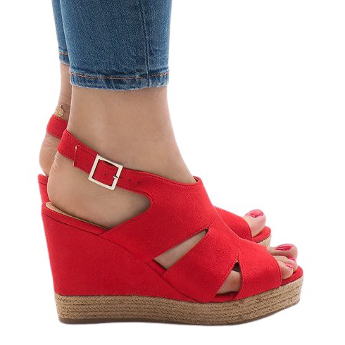 Sandalias de cuña rojas MW-5M17-11 rojo
