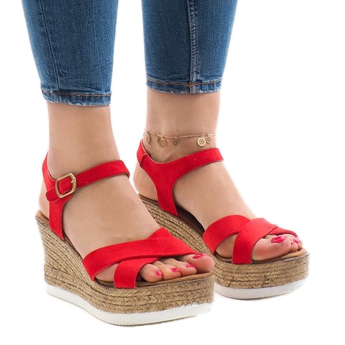 Sandalias de cuña rojas XL104 rojo