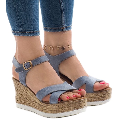 Sandalias de cuña azul XL104