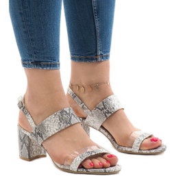 Sandalias de serpiente en el poste de ante S-7346 blanco
