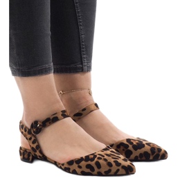 Sandalias bailarinas con estampado de leopardo 77-100 marrón