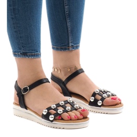 Sandalias negras de cuña con elástico 35-128 negro