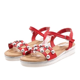 Sandalias rojas de cuña con elástico 35-128 rojo