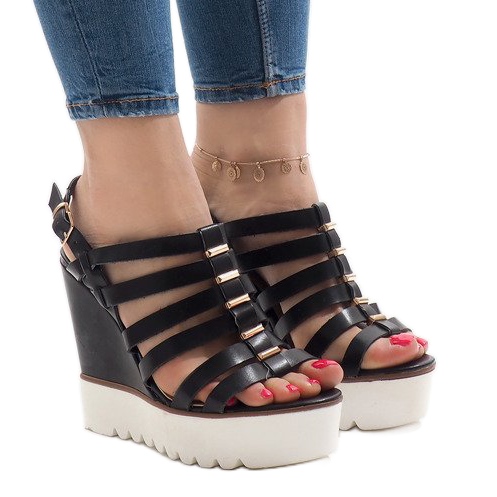Sandalias negras en la plataforma MC-12 negro Sandalias negras en la plataforma MC-12 negro