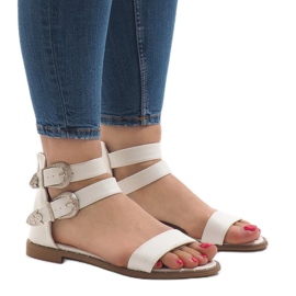 Sandalias planas blancas con hebilla 170 blanco