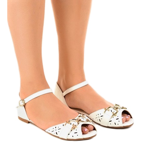 Sandalias blancas con hebilla GF-180 blanco