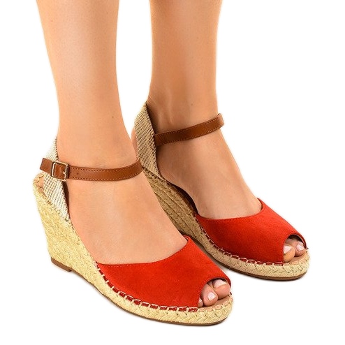 Sandalia cuña roja 2895 rojo