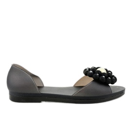 Sandalias Meliski negras con flor HM701 negro