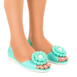 Sandalias meliski verde con flor HM701 Sandalias meliski verde con flor HM701