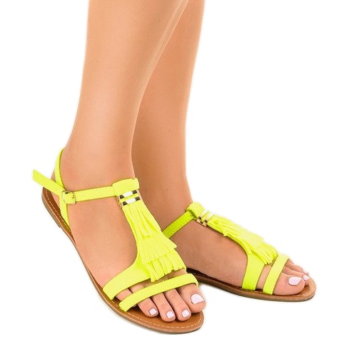 Sandalias planas amarillas con hebilla WL137-1 amarillo Sandalias planas amarillas con hebilla WL137-1 amarillo