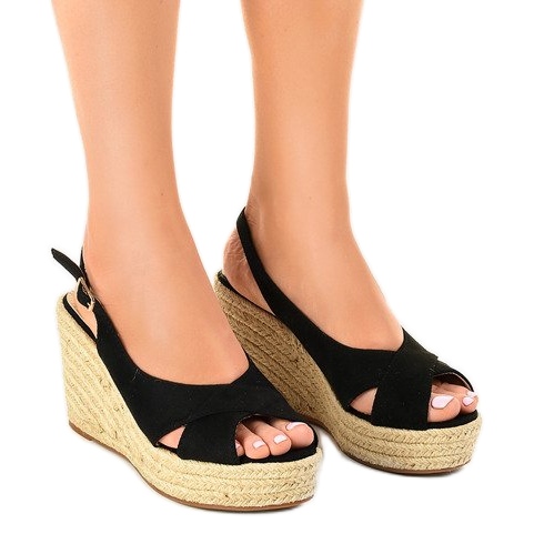 Sandalias cuña negras alpargatas 68-150 negro Sandalias cuña negras alpargatas 68-150 negro