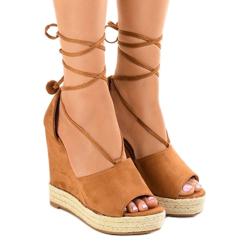 Sandalias cuña alpargatas marrones F35-18 marrón Sandalias cuña alpargatas marrones F35-18 marrón