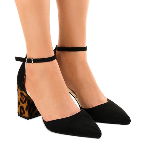 Tacones de ante negro FR276 marrón