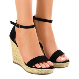 Sandalias de cuña negras alpargatas BD342 negro