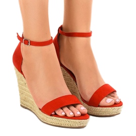 Sandalias de cuña rojas alpargatas BD342 rojo