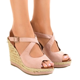 Sandalias cuña alpargatas rosas LM-0205