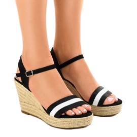 Sandalias cuña alpargatas negras 9072 negro