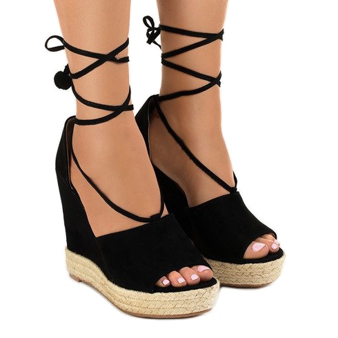 Sandalias cuña negras alpargatas F35-18 negro Sandalias cuña negras alpargatas F35-18 negro