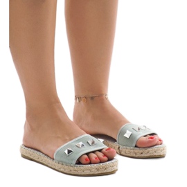 Zapatilla jeans verde tachuelas 7087 multicolor