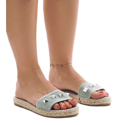 Zapatilla jeans verde tachuelas 7087 multicolor
