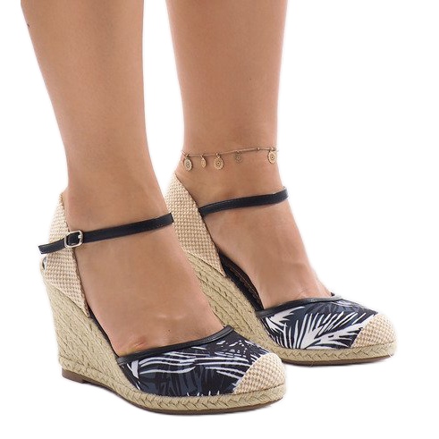 Sandalias cuña alpargatas negras 1190-138 marrón negro
