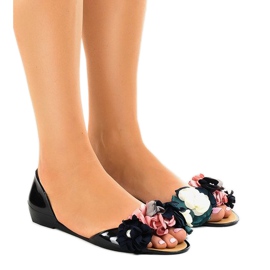 Sandalias meliski negras con flores AE20 negro