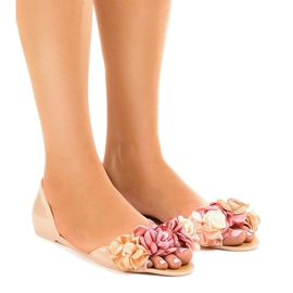 Sandalias meliski beige con flores AE20