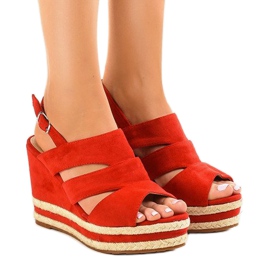 Alpargatas rojas, sandalias de cuña FG6 rojo