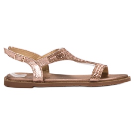 Super Mode Sandalias casual con circonita rosado