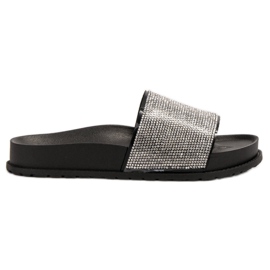 Bestelle Pantuflas De Goma Con Circonita Cúbica negro