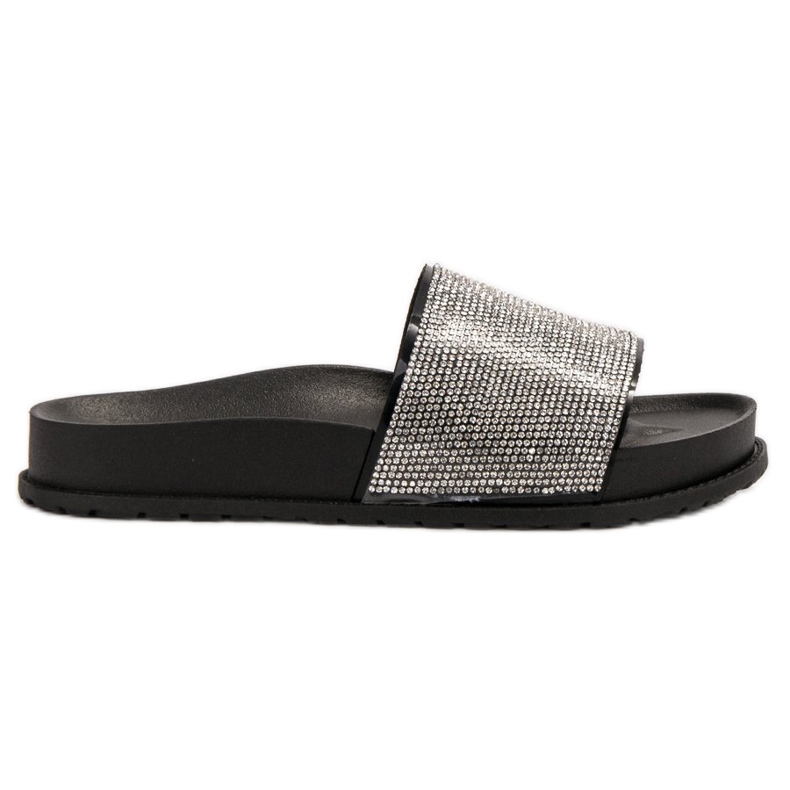 Bestelle Pantuflas De Goma Con Circonita Cúbica negro