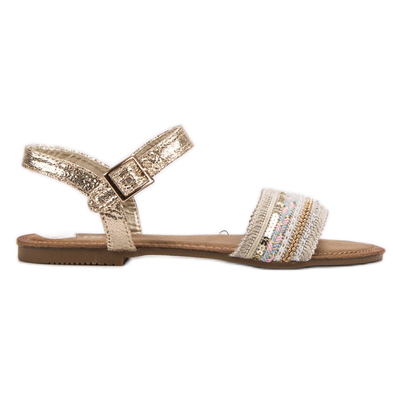 SHELOVET Sandalias con Lentejuelas marrón