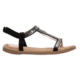 Forever Folie Sandalias sin cordones con cristales negro Forever Folie Sandalias sin cordones con cristales negro