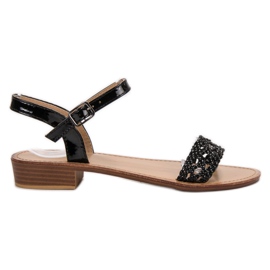 SHELOVET Sandalias de tacón trenzado negro
