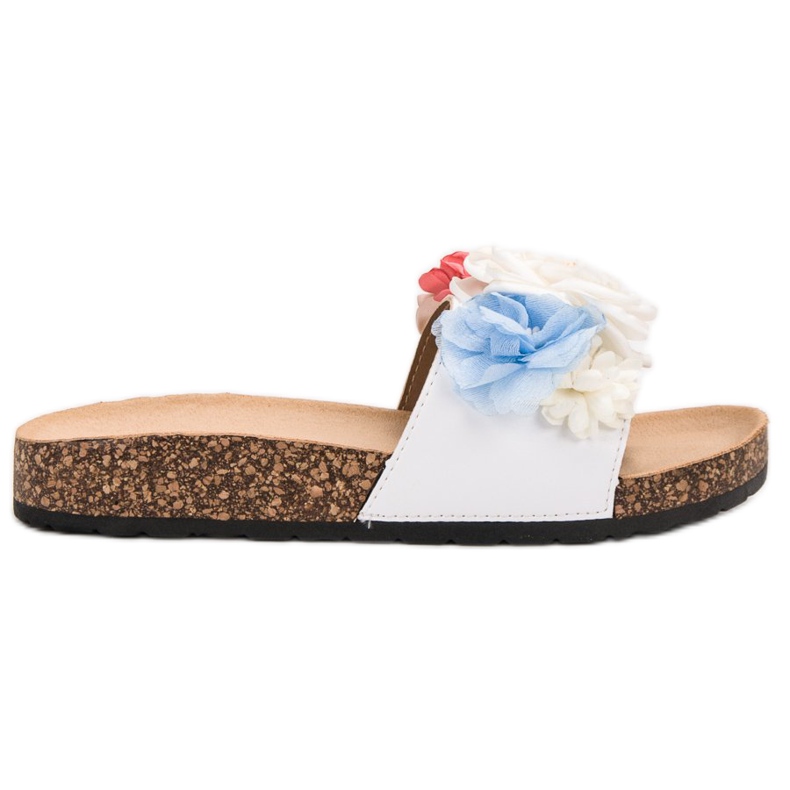 SHELOVET Pantuflas Blancas Con Flores blanco