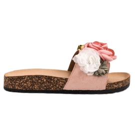 SHELOVET Zapatillas Polvo Con Flores rosa