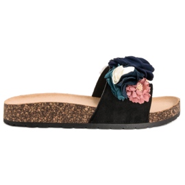 SHELOVET Pantuflas Negras Cuadradas negro