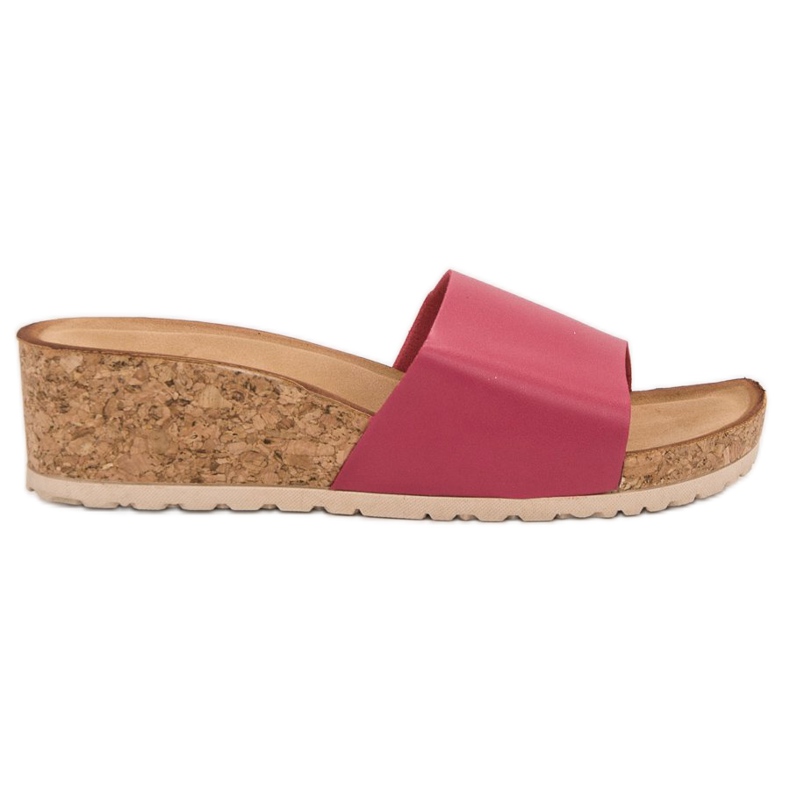 SHELOVET Zapatillas en una cuña de corcho rosado