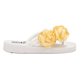 SHELOVET Chanclas ligeras con flores blanco
