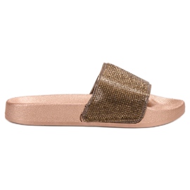 Pantuflas doradas brillantes dorado