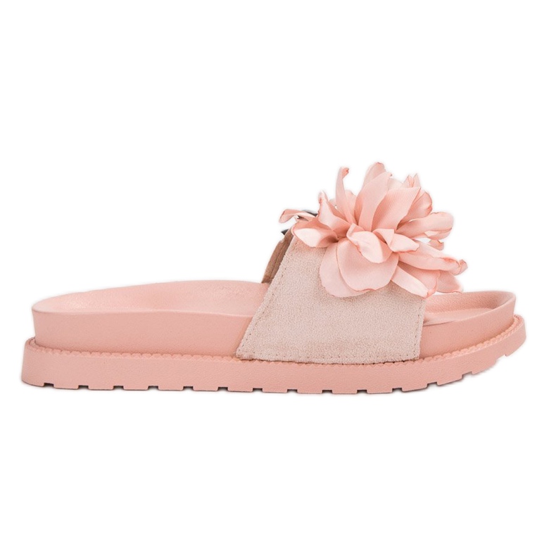 Queen Vivi Pantuflas de Ante con Flores rosado