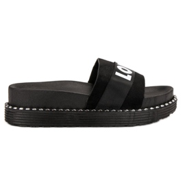 Queen Vivi Zapatillas de gamuza Love negro