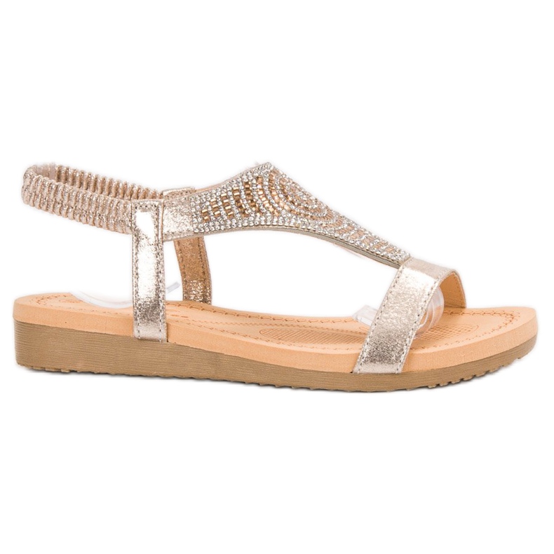 Top Shoes Sandalias doradas con estilo dorado