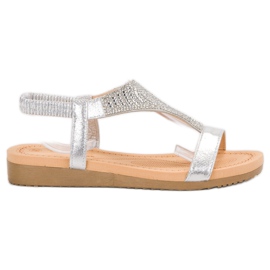 Top Shoes Sandalias plateadas con estilo gris