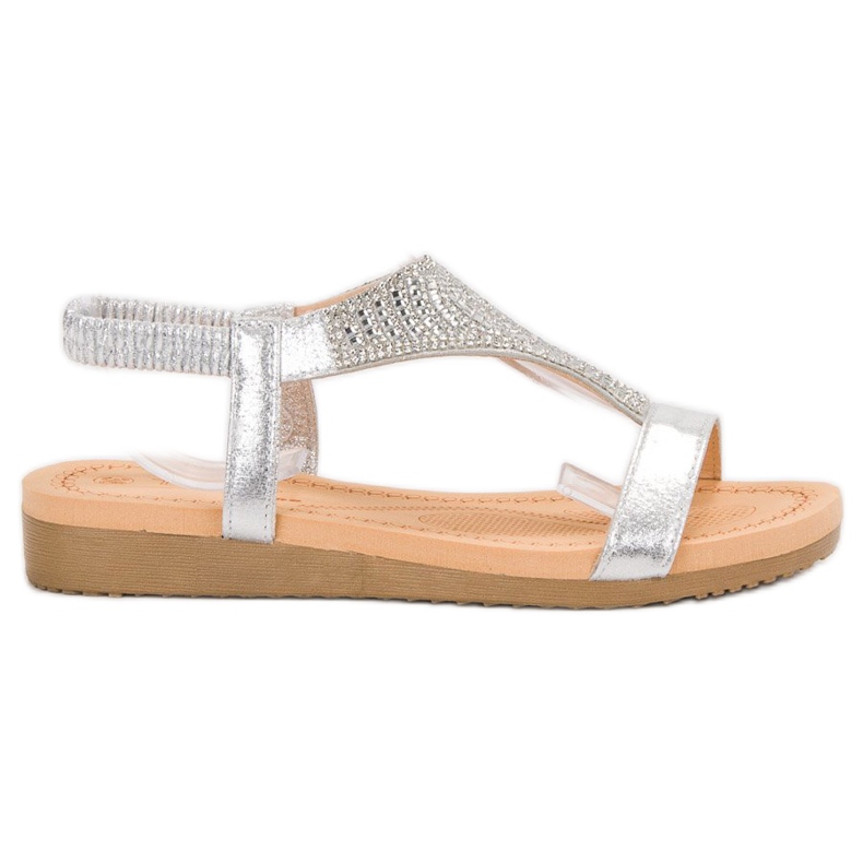 Top Shoes Sandalias plateadas con estilo gris