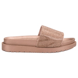 SHELOVET Pantuflas con Cristales rosado