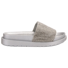 SHELOVET Pantuflas con Cristales gris
