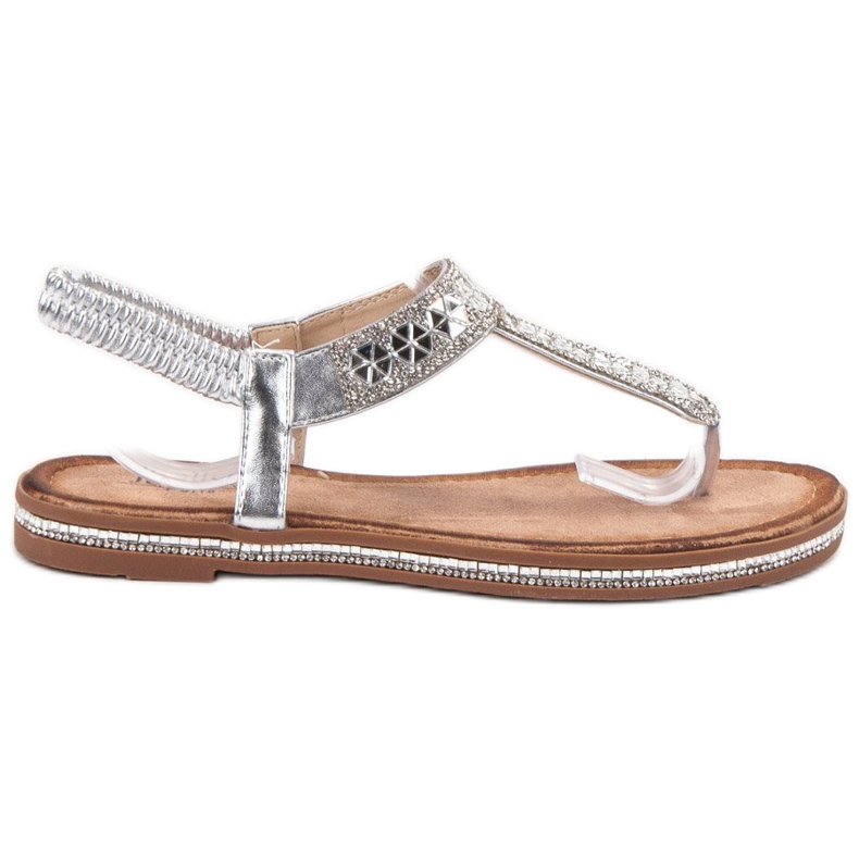 SHELOVET Sandalias japonesas plateadas gris